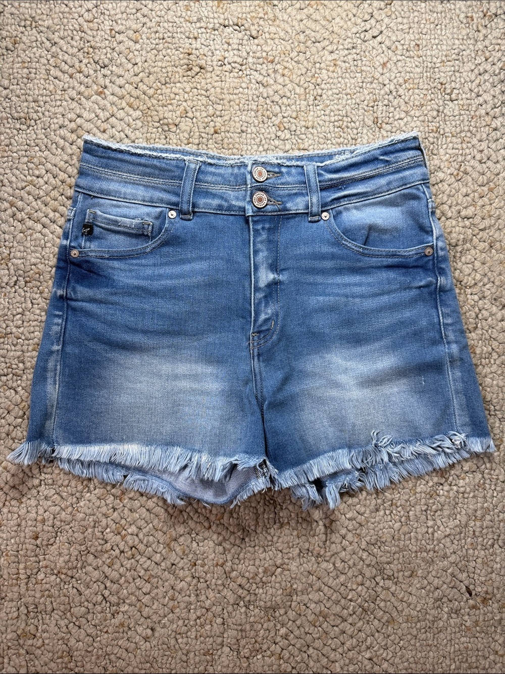 KanCan Light Blue Distressed Frayed Hem Jean Shorts